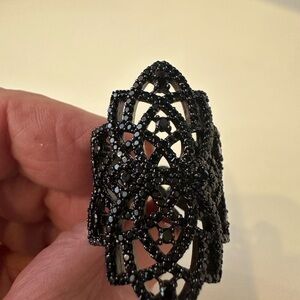 nOir Jewelry Black Crystal Intricate  Ring